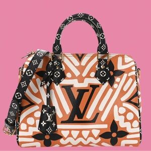 Louis Vuitton Monogram Giant Crafty Speedy Bandouliere 25 Creme Caramel